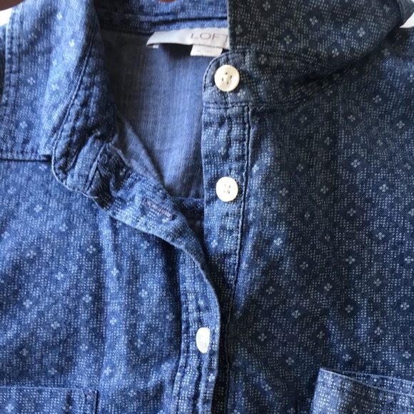 Loft blue button up shirt printed white - Picture 9 of 9